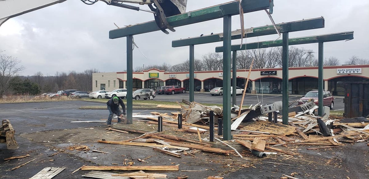 Warbucks demolition and concrete tear-out cleanup project with debris removal
